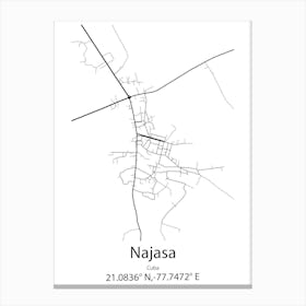 Najasa,Cuba Minimalist Map Canvas Print