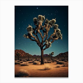  Photograph Of A Joshua Trees At Night  In A Sandy Desert 3 Canvas Print