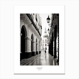 Poster Of Cadiz, Spain, Black And White Analogue Photography 3 Canvas Print