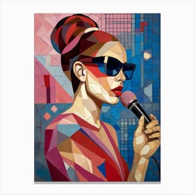 Woman With A Microphone Canvas Print