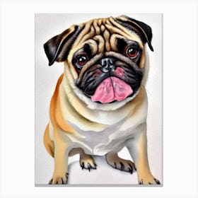 Pug Watercolour dog Canvas Print