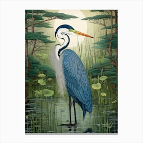 Ohara Koson Inspired Bird Painting Great Blue Heron 3 Canvas Print