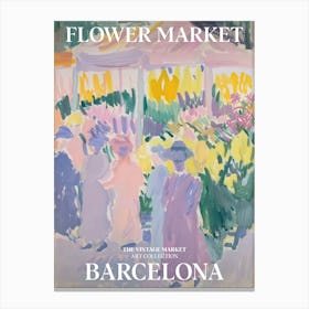 Vintage Flower Market Painting Barcelona 5 Canvas Print