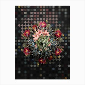 Vintage Oleander Flower Wreath on Dot Bokeh Pattern n.0536 Canvas Print