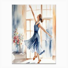 Ballerina Watercolor Painting Canvas Print