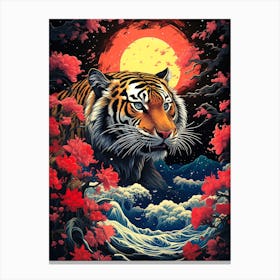 Tiger In The Moonlight 2 Canvas Print