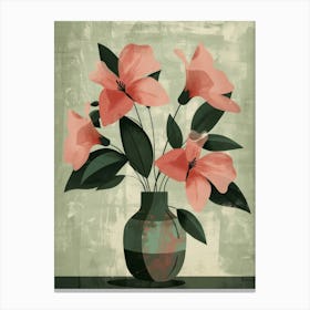 Pink Flowers In A Vase 9 Canvas Print