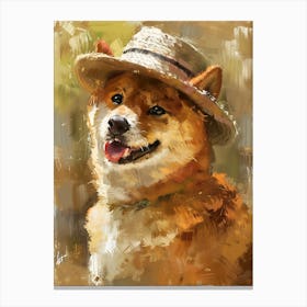 Oil Painting Smiling Shiba Inu 24 Canvas Print