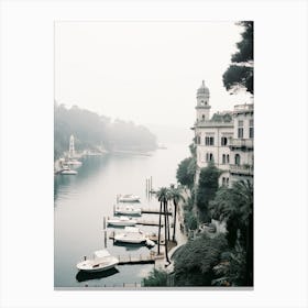 Portofino, Italy, Black And White Photography 1 Canvas Print