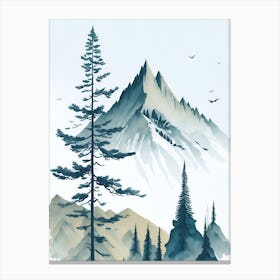 Mountain And Forest In Minimalist Watercolor Vertical Composition 199 Canvas Print