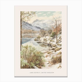 Vintage Winter Poster Lake District United Kingdom 1 Canvas Print