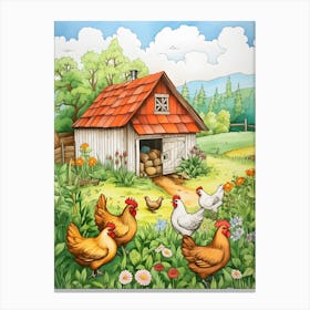 Chickens On The Farm Canvas Print