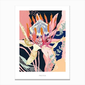 Colourful Flower Illustration Poster Protea 4 Canvas Print