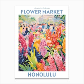 Honolulu Hawaii Flower Market Floral Art Print Travel Print Plant Art Modern Style Canvas Print