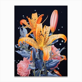 Surreal Florals Gloriosa Lily 1 Flower Painting Canvas Print