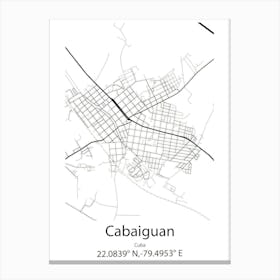 Cabaiguan,Cuba Minimalist Map Canvas Print