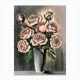 Roses In A Vase 10 Canvas Print