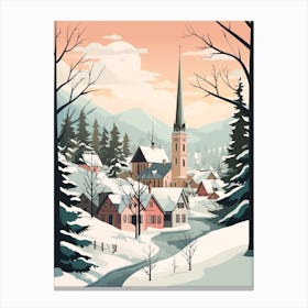 Vintage Winter Travel Illustration Bavaria Germany 2 Canvas Print