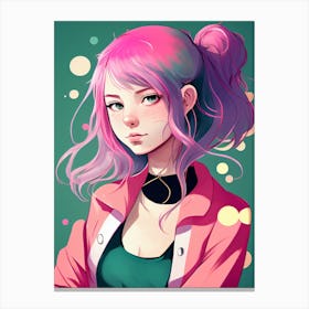 Anime Girl Pink Hair Canvas Print