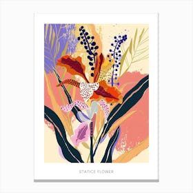 Colourful Flower Illustration Poster Statice Flower 4 Canvas Print