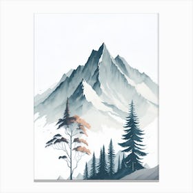 Mountain And Forest In Minimalist Watercolor Vertical Composition 225 Canvas Print
