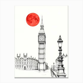 Big Ben And Red Moon 1 Canvas Print