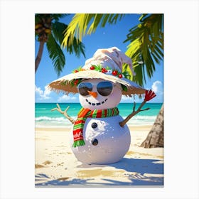 Snowman On The Beach 7 Canvas Print