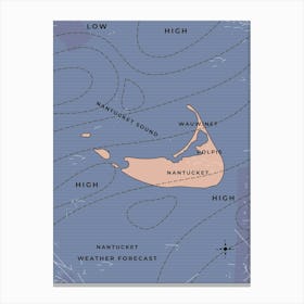 Nantucket Massachusetts Weather Map Canvas Print