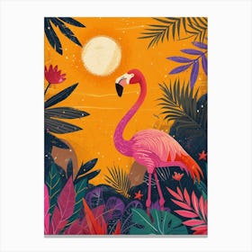 Greater Flamingo Las Coloradas Mexico Tropical Illustration 5 Canvas Print