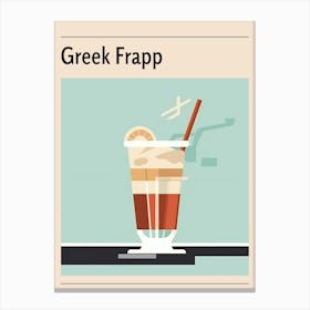 Greek Frapp Midcentury Modern Poster Canvas Print