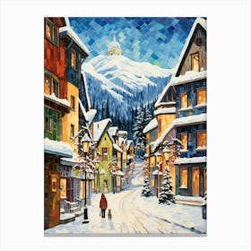 Cat In The Streets Of Banff   Canada With Snow 4 Canvas Print