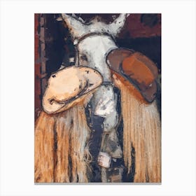 Two Girls Kissing A Horse Oil Painting Canvas Print