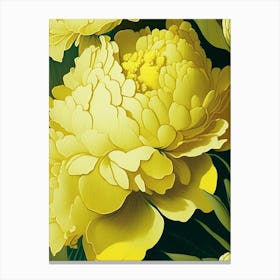 Close Up Of Peonies Yellow Vintage Sketch Canvas Print