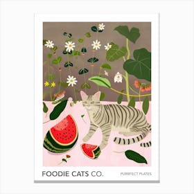 Foodie Cats Co Cat And Watermelon 1 Canvas Print