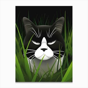 Cat In Grass Canvas Print