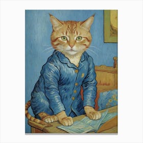 Cat By Van Gogh 1 Canvas Print