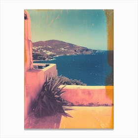 Mykonos Retro Polaroid Style 3 Canvas Print