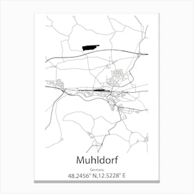 Muhldorf,Germany Minimalist Map Canvas Print