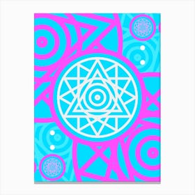 Geometric Glyph in White and Bubblegum Pink and Candy Blue n.0060 Canvas Print