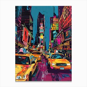 Broadway Theaters New York Colourful Silkscreen Illustration 1 Canvas Print