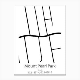 Mount Pearl Park,Canada Minimalist Map Canvas Print