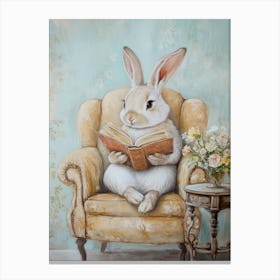 Rabbit Reading A Book Canvas Print