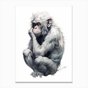 Watercolour Thinker Monkey 4 Canvas Print
