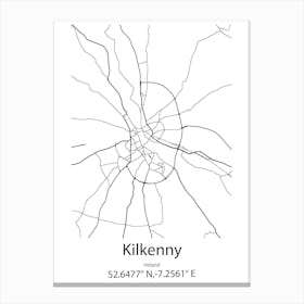 Kilkenny,Ireland Minimalist Map Canvas Print