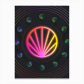 Neon Geometric Glyph in Pink and Yellow Circle Array on Black n.0437 Canvas Print