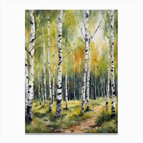 Birch Trees in Autumn Forest Canvas Print