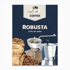Coffee Robusta — coffee poster, kitchen art print Canvas Print
