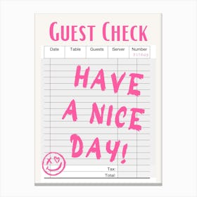 Guest Check 10 Canvas Print