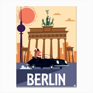 Berlin Poster Yellow Canvas Print