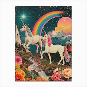 Kitsch Unicorn Rainbow Collage 2 Canvas Print
